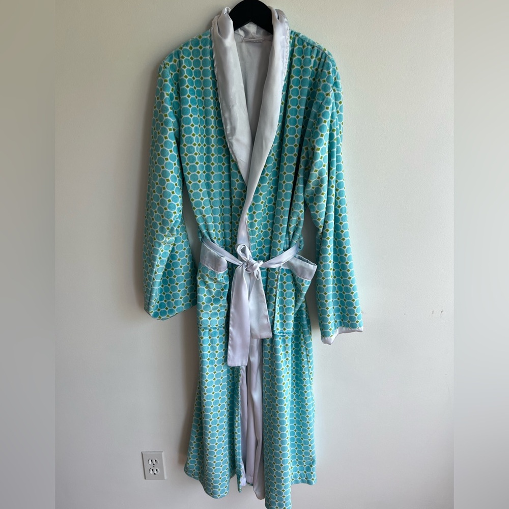 Vintage Bathrobe soft Aqua  Medium Made in USA